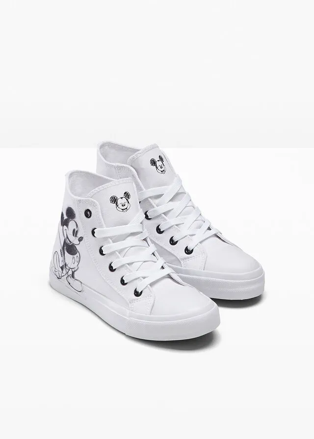 ZAPATILLAS DE CAñA ALTA DE DISNEY MICKEY MOUSE BLANCONEGRO