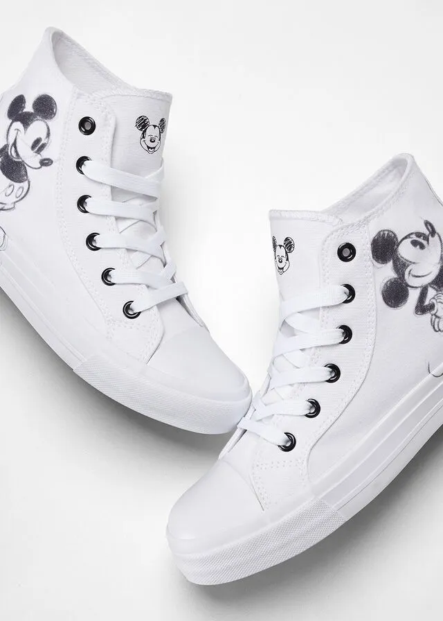 ZAPATILLAS DE CAñA ALTA DE DISNEY MICKEY MOUSE BLANCONEGRO