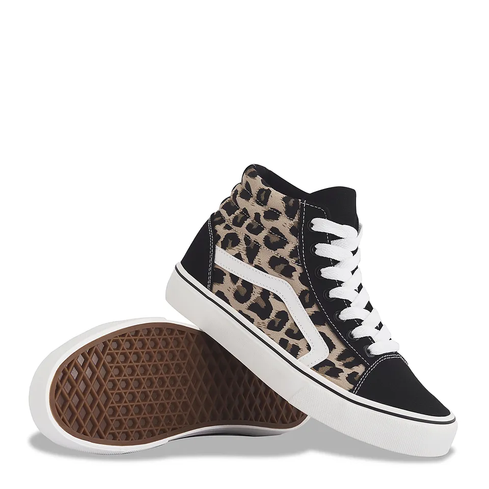 Zapatillas de Lona Vieja Eskuela Leopardo Animal Print Caña Alta