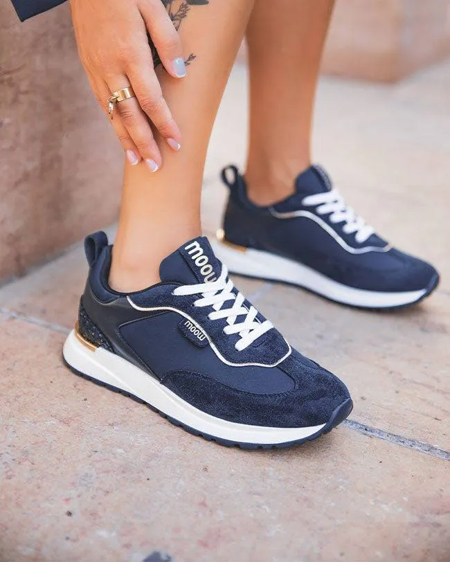 ZAPATILLAS DE MUJER AZULES CON CORDONES  ANNA