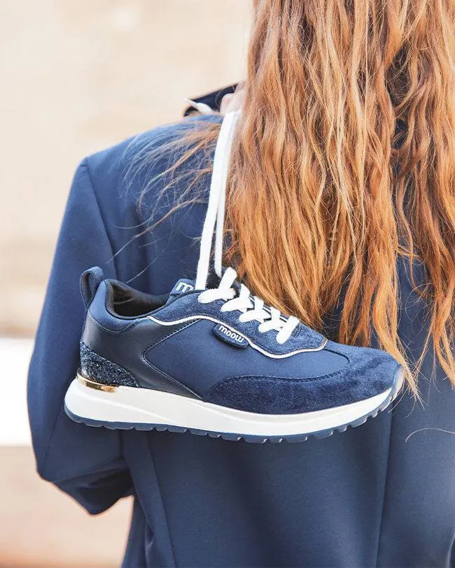 ZAPATILLAS DE MUJER AZULES CON CORDONES  ANNA