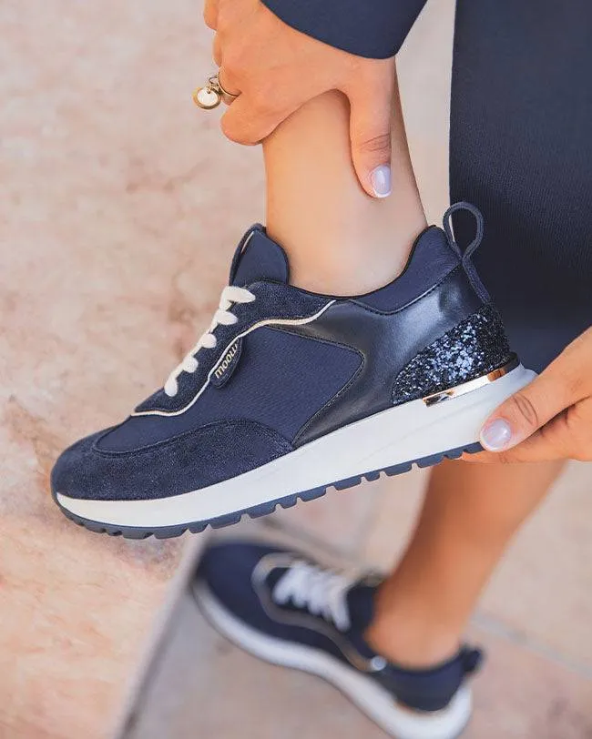 ZAPATILLAS DE MUJER AZULES CON CORDONES  ANNA