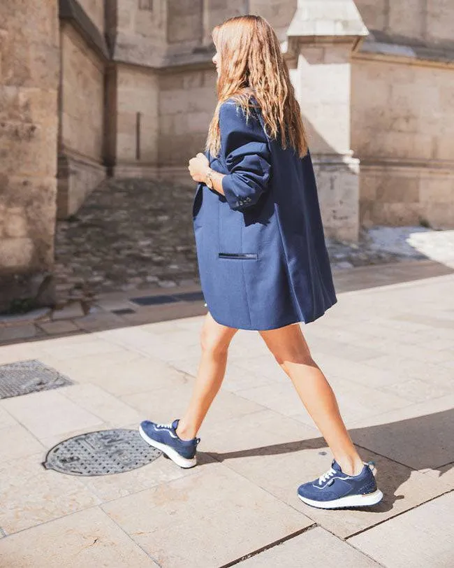 ZAPATILLAS DE MUJER AZULES CON CORDONES  ANNA