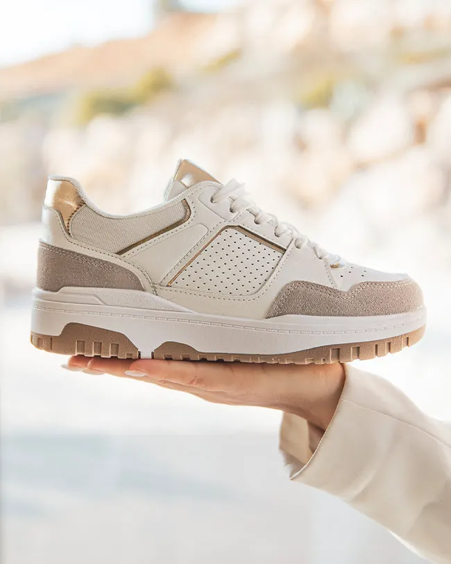 ZAPATILLAS DE MUJER DORADAS CON CORDONES  JUNE