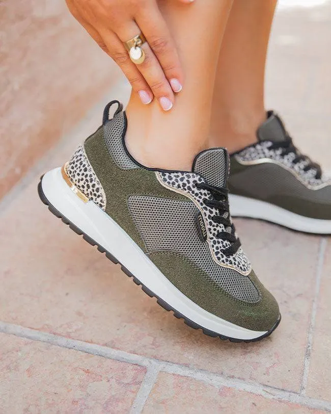 ZAPATILLAS DE MUJER EN COLOR CAQUI CON CORDONES  ANNA