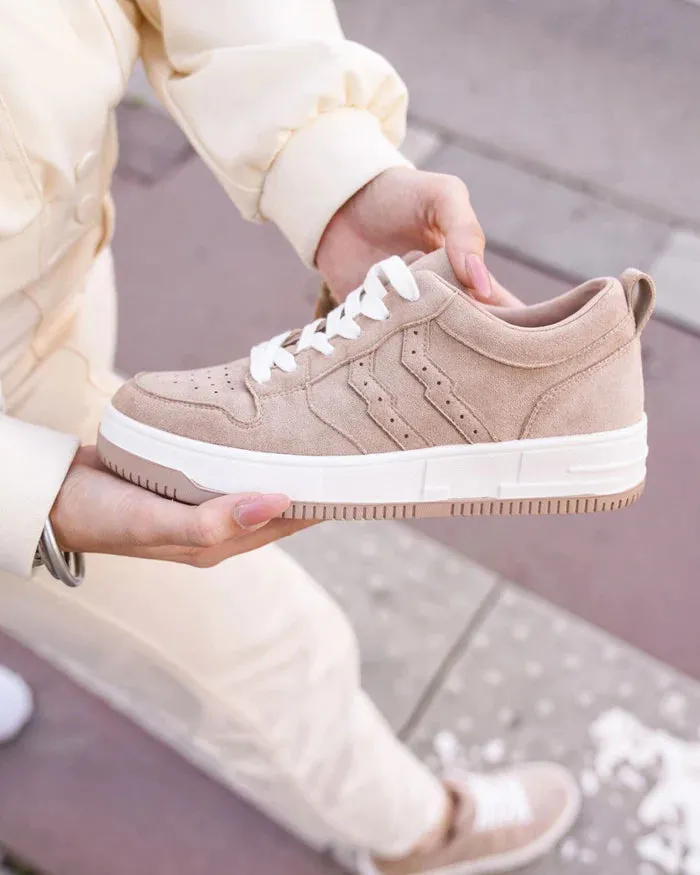 ZAPATILLAS DE MUJER EN COLOR TOPO CON CORDONES  CL65 TAUPE