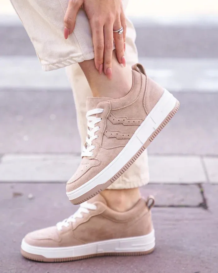 ZAPATILLAS DE MUJER EN COLOR TOPO CON CORDONES  CL65 TAUPE