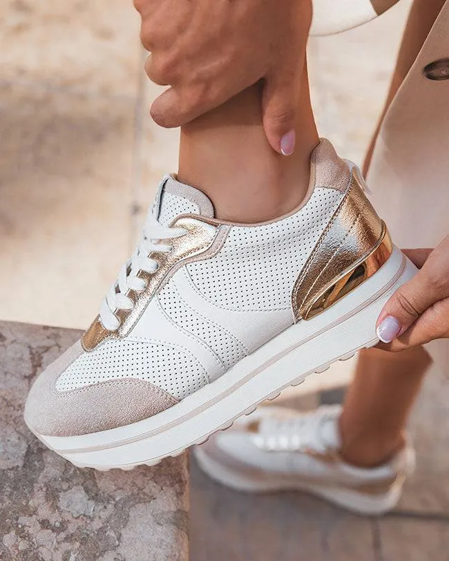 ZAPATILLAS DE PLATAFORMA BLANCAS CON CORDONES PARA MUJER  ARMANCE
