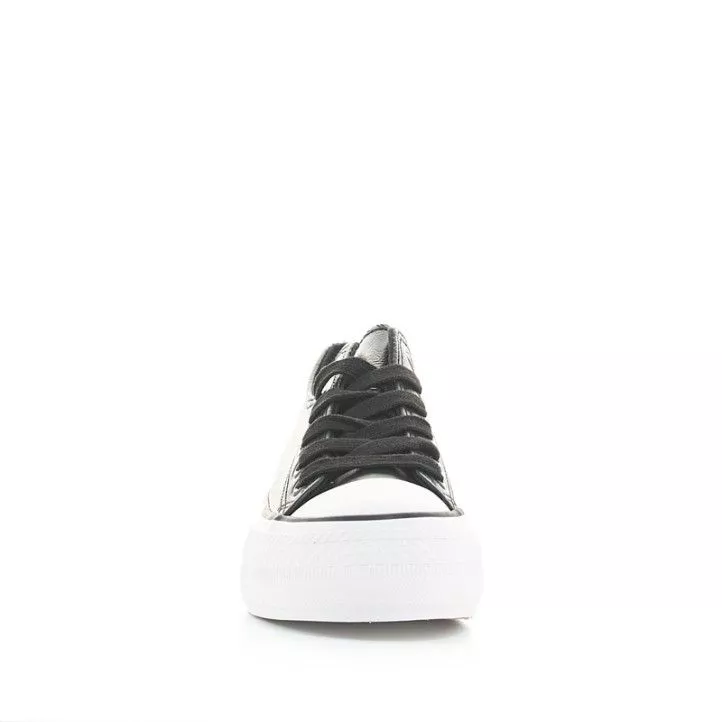 Zapatillas deportivas Owel de piel sintética negras de plataforma bajas con cordones