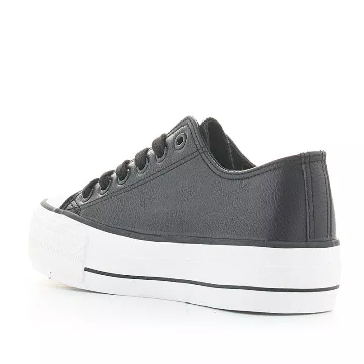 Zapatillas deportivas Owel de piel sintética negras de plataforma bajas con cordones