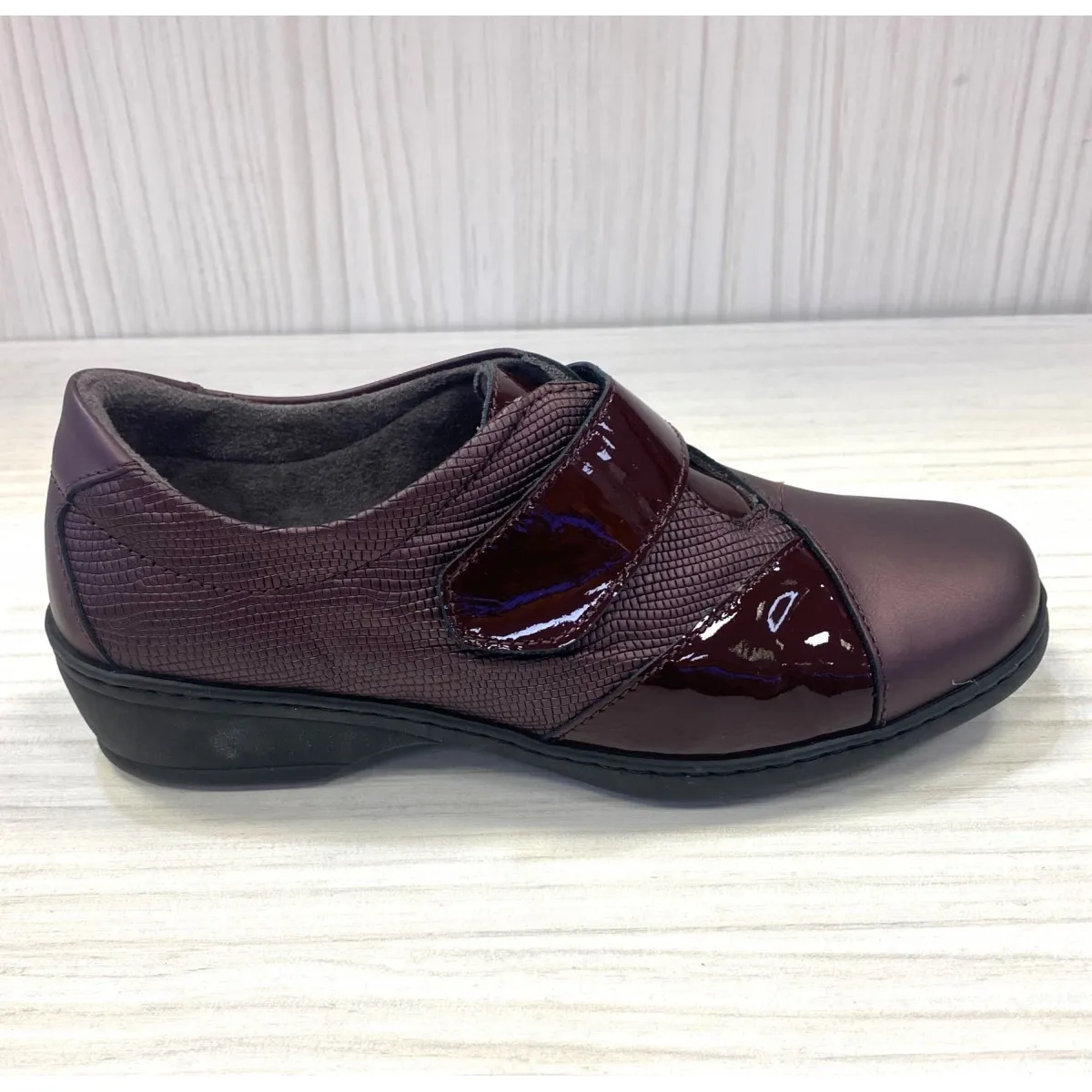 Zapato ancho especial mujer Notton piel burdeos N2561