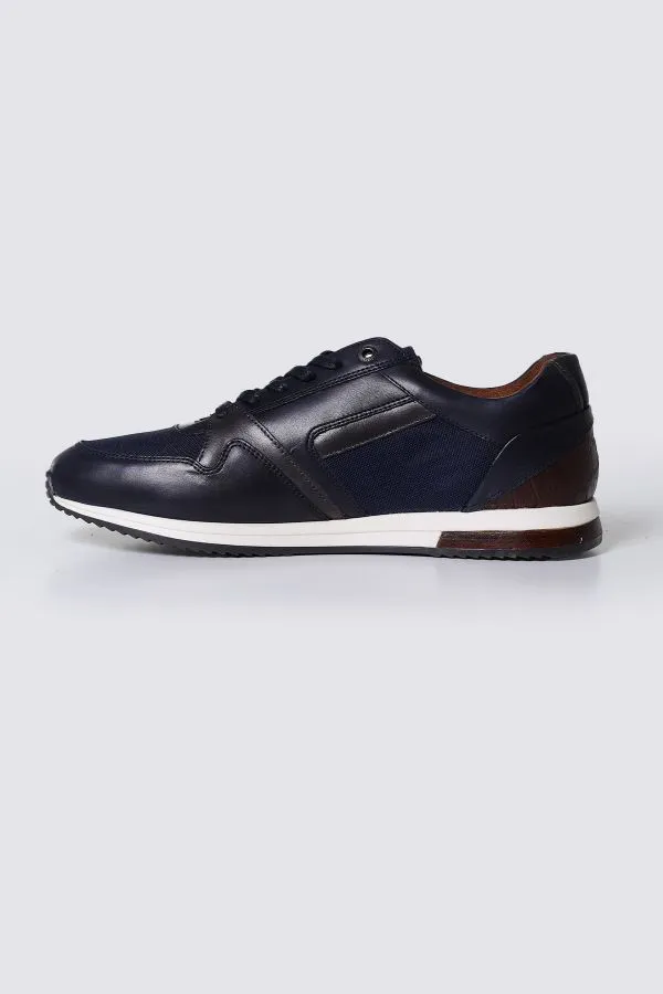 Zapatos De Piel Hombre Redskins Ludic 2 Marine + Gris