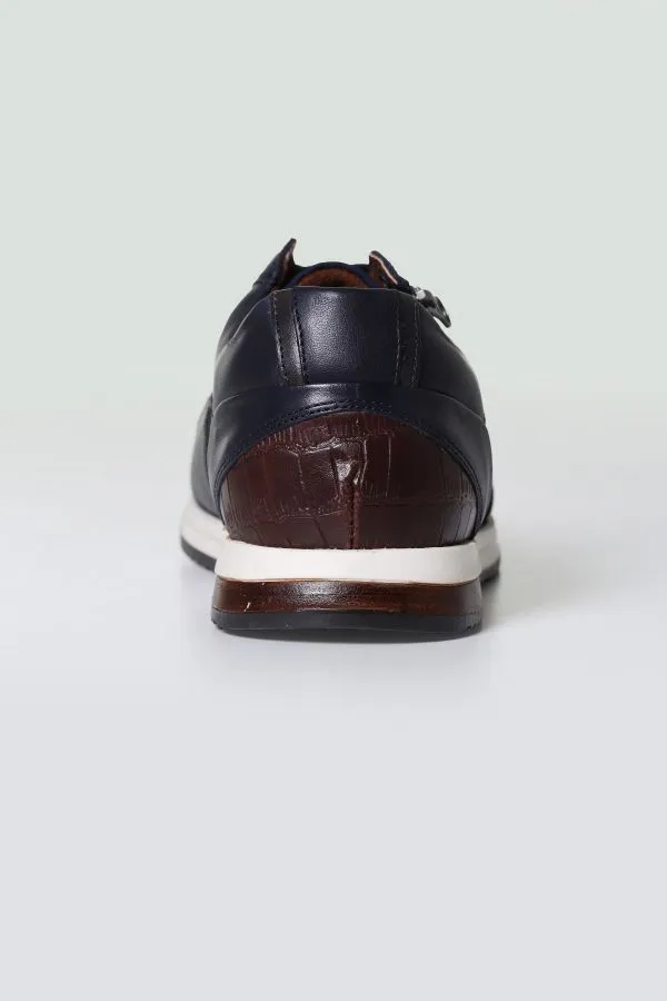 Zapatos De Piel Hombre Redskins Ludic 2 Marine + Gris